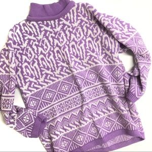 VINTAGE Purple Lavender Mock Neck Ski Sweater